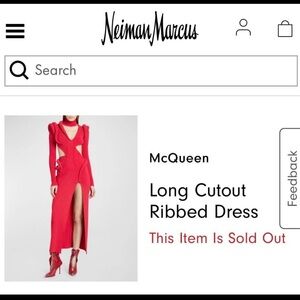 Alexander McQueen Red Asymmetrical Cutout Dress